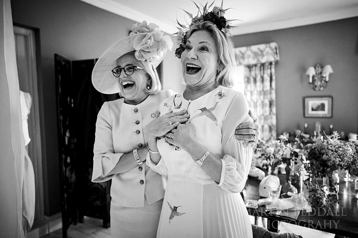 Seeing the bride in her wedding dress
