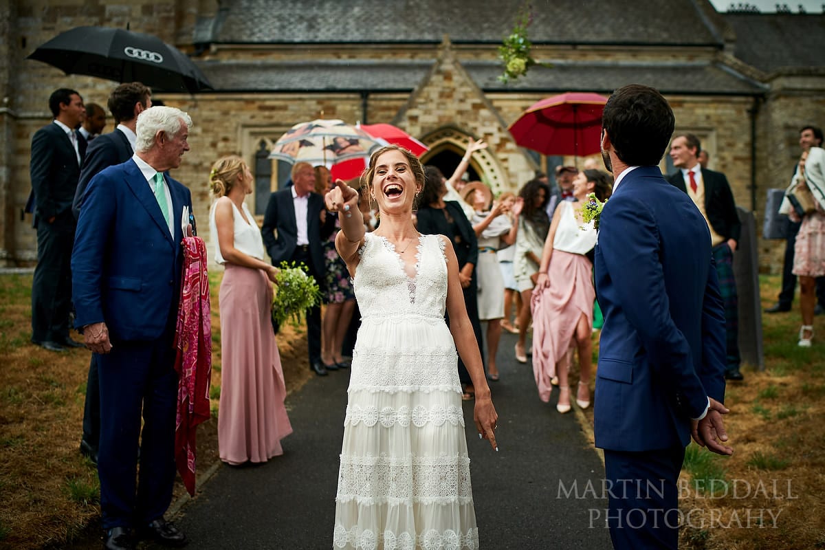 Throwing the wedding bouquet