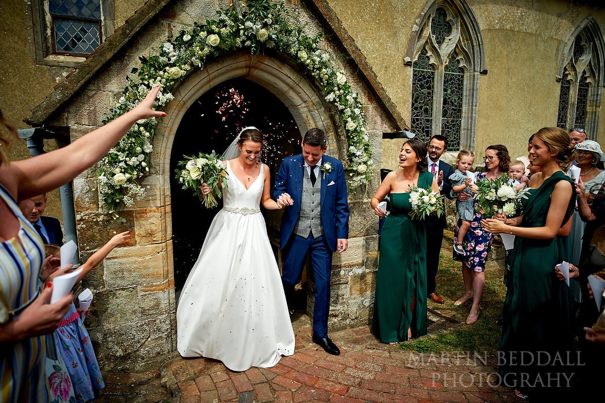 Confetti at Sussex church wedding