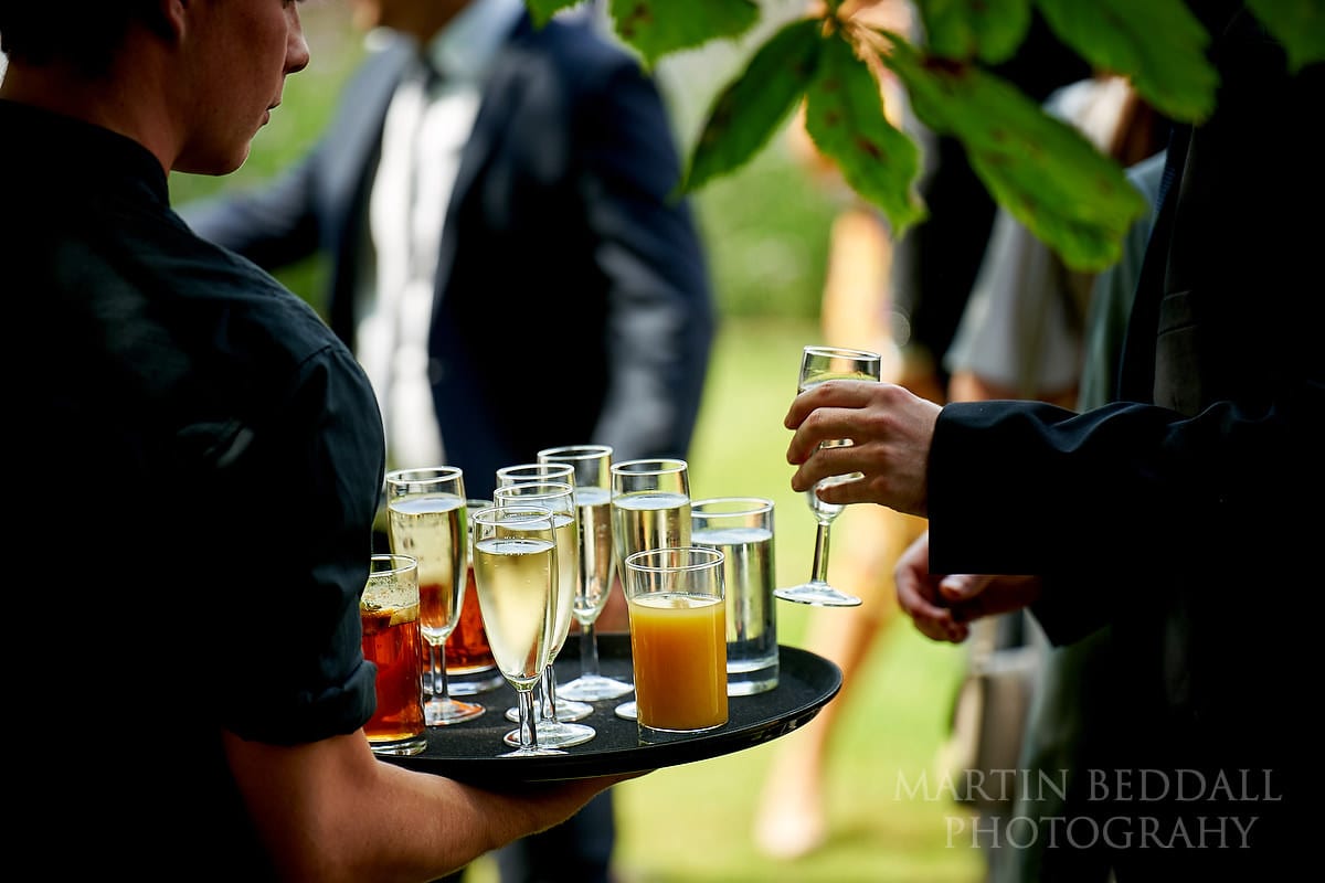 Drinks at Marquee in the garden wedding