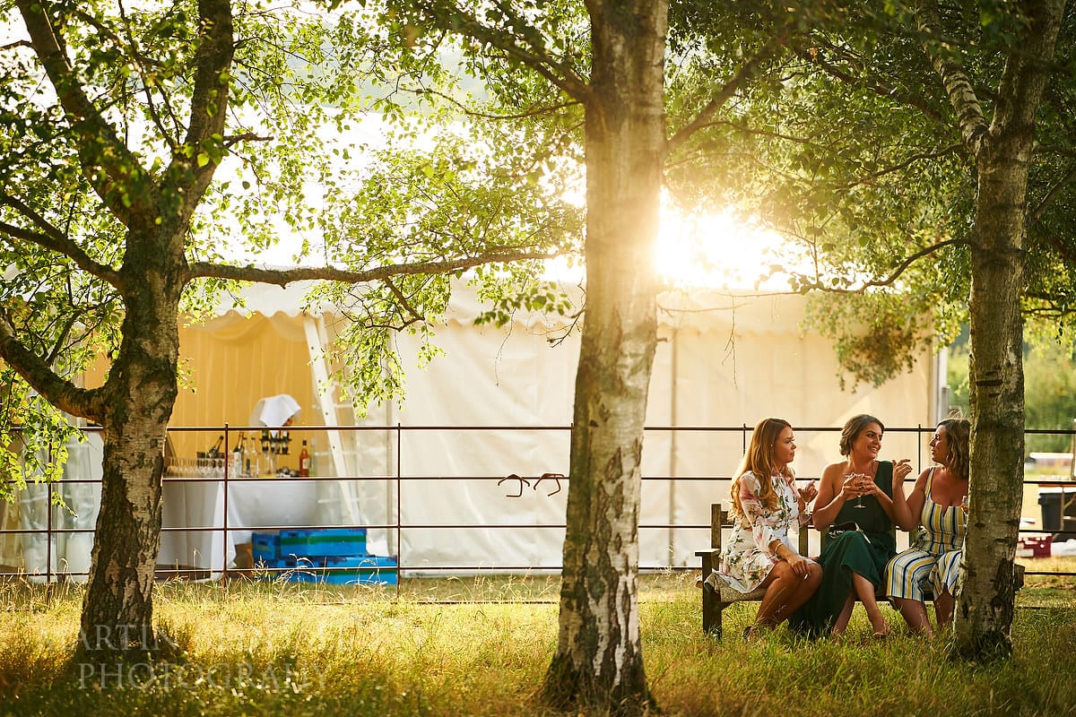 Evening light at Marquee in the garden wedding