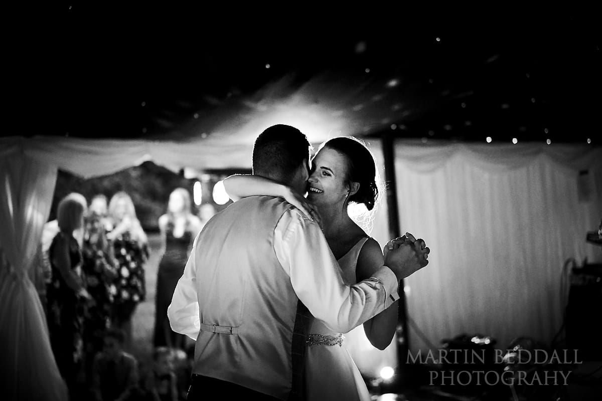 First dance at Sussex Marquee in the garden wedding