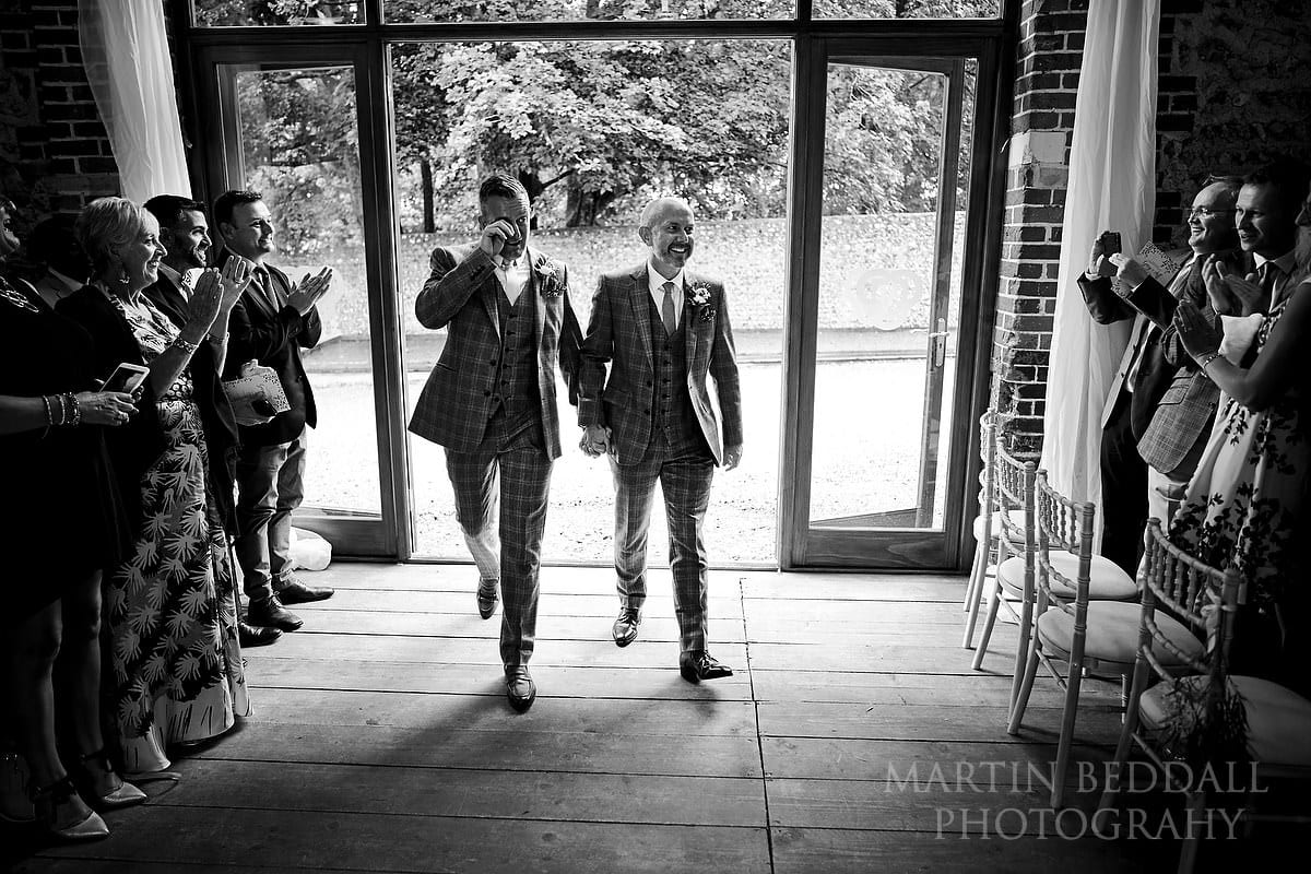 Start of the same-sex wedding ceremony at Cissbury Barns