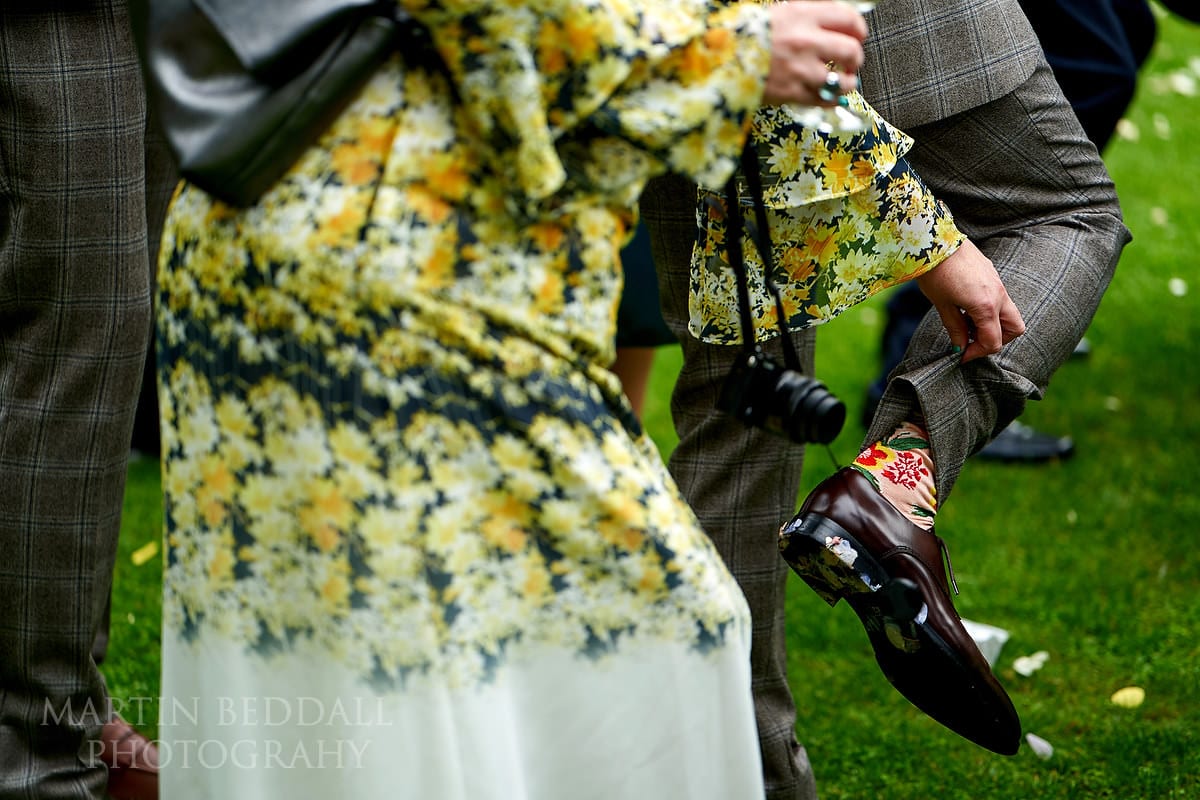 Showing the groom's socks