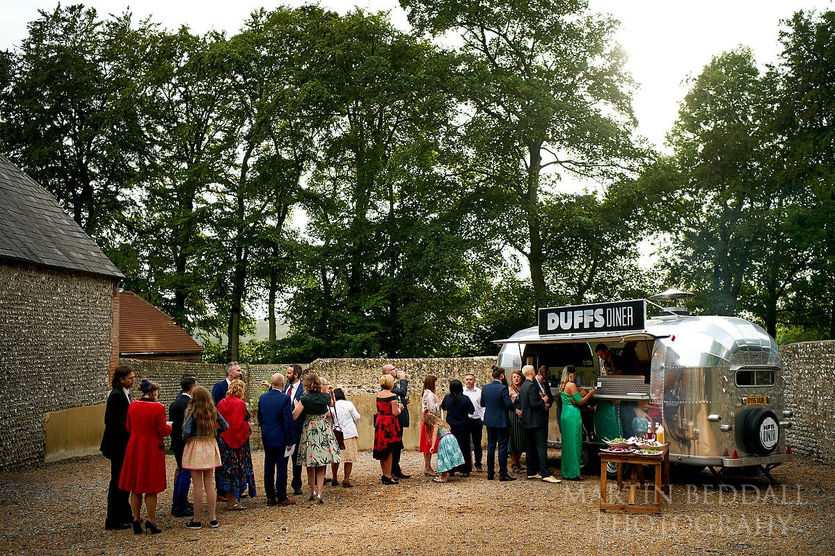 Queue for food from Duffs Diner