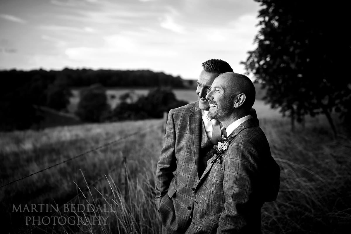 same-sex wedding couple portrait at Cissbury Barns