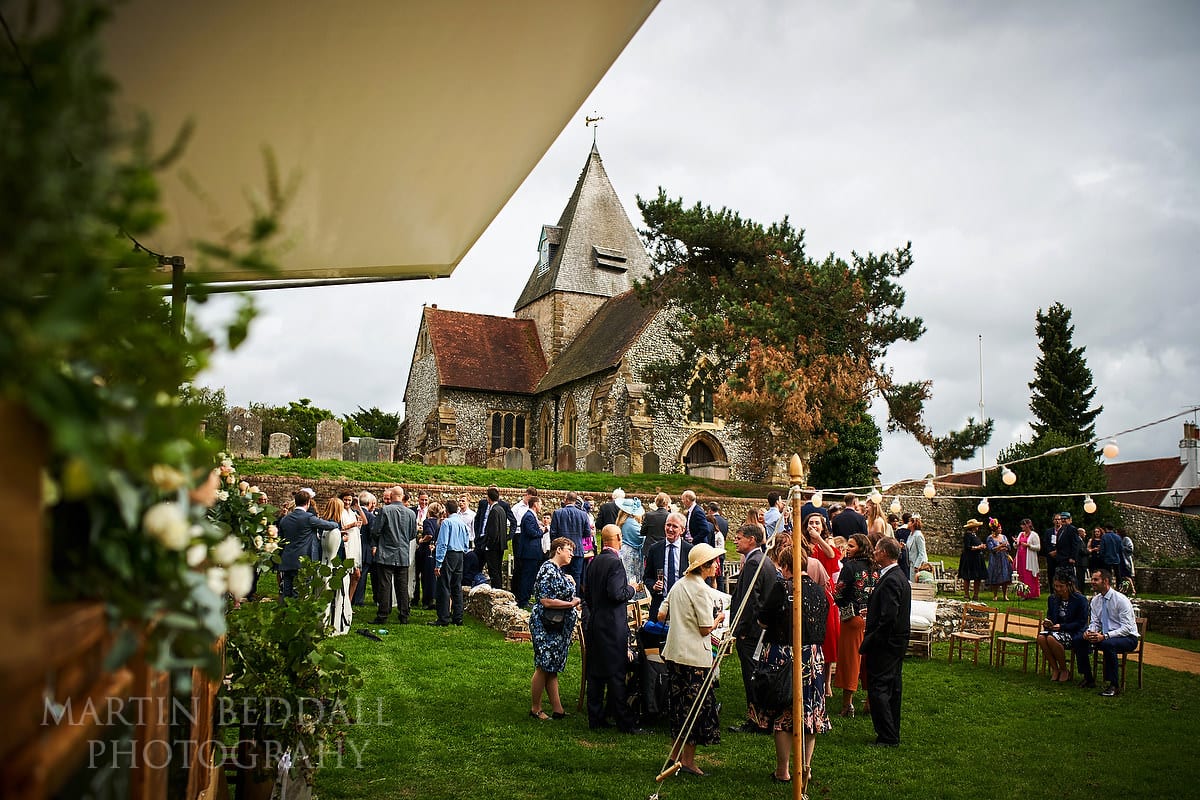 Wedding reception on the village green at Ditchling