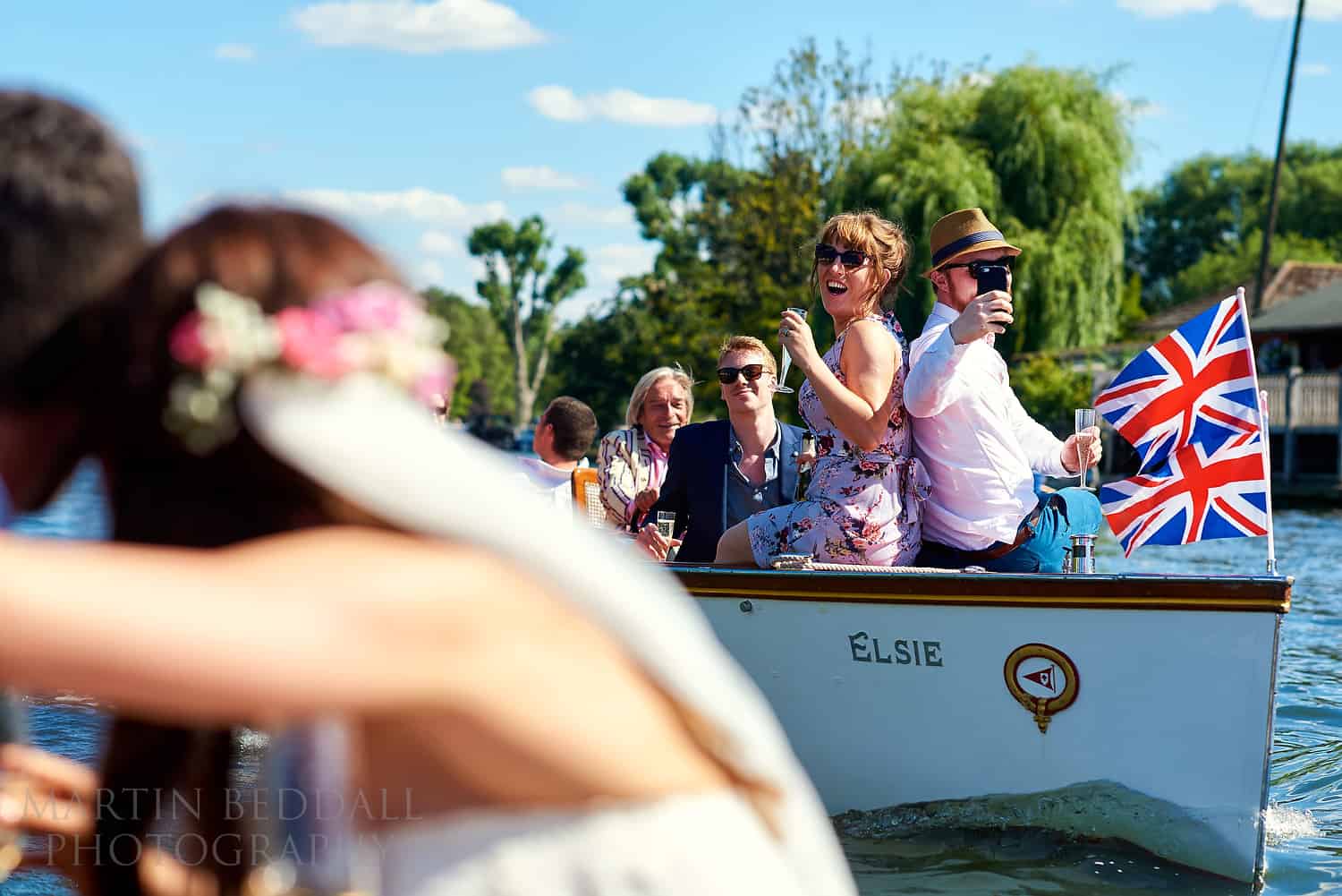 Wedding party on the river at Henley