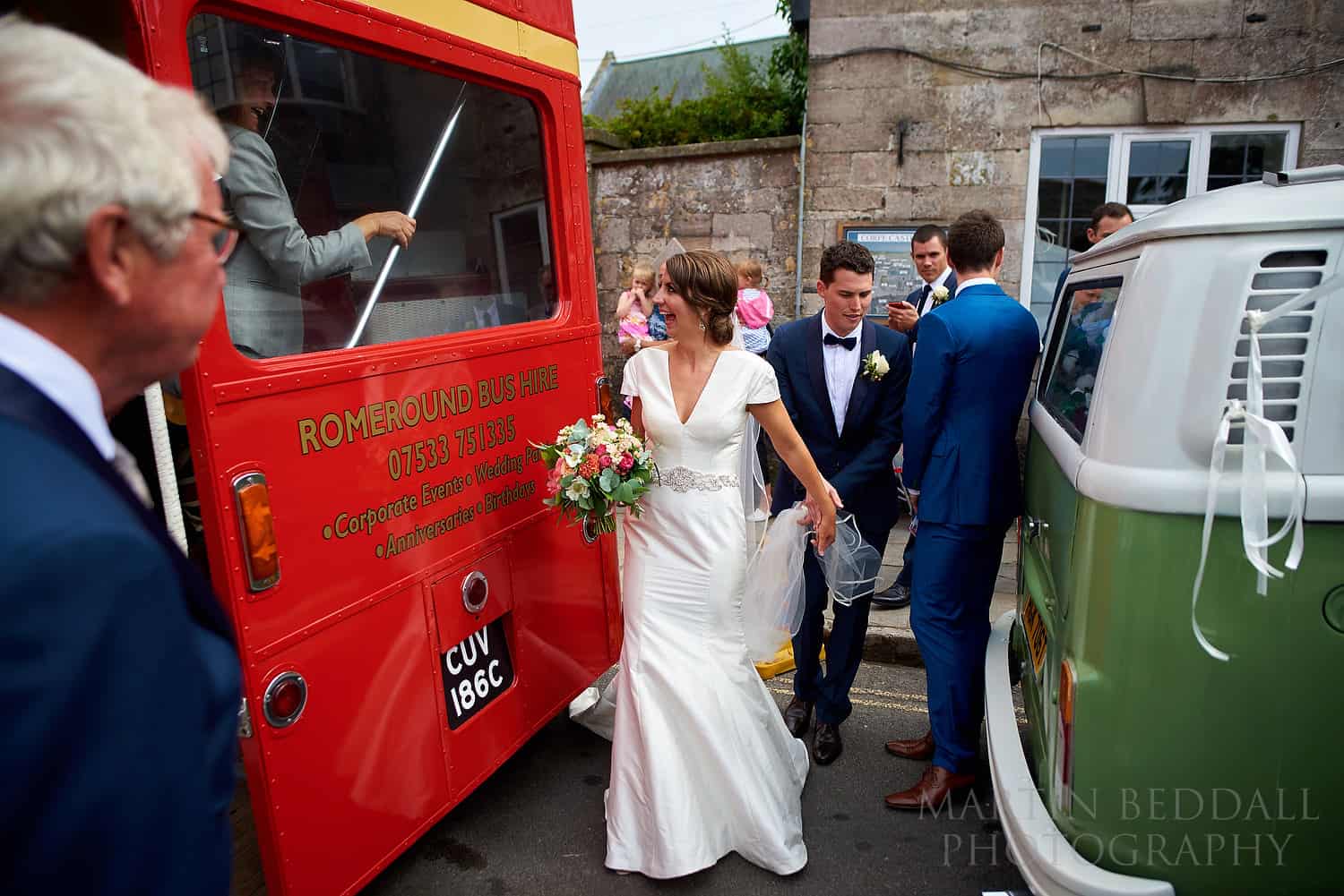 Bus at Corfe wedding