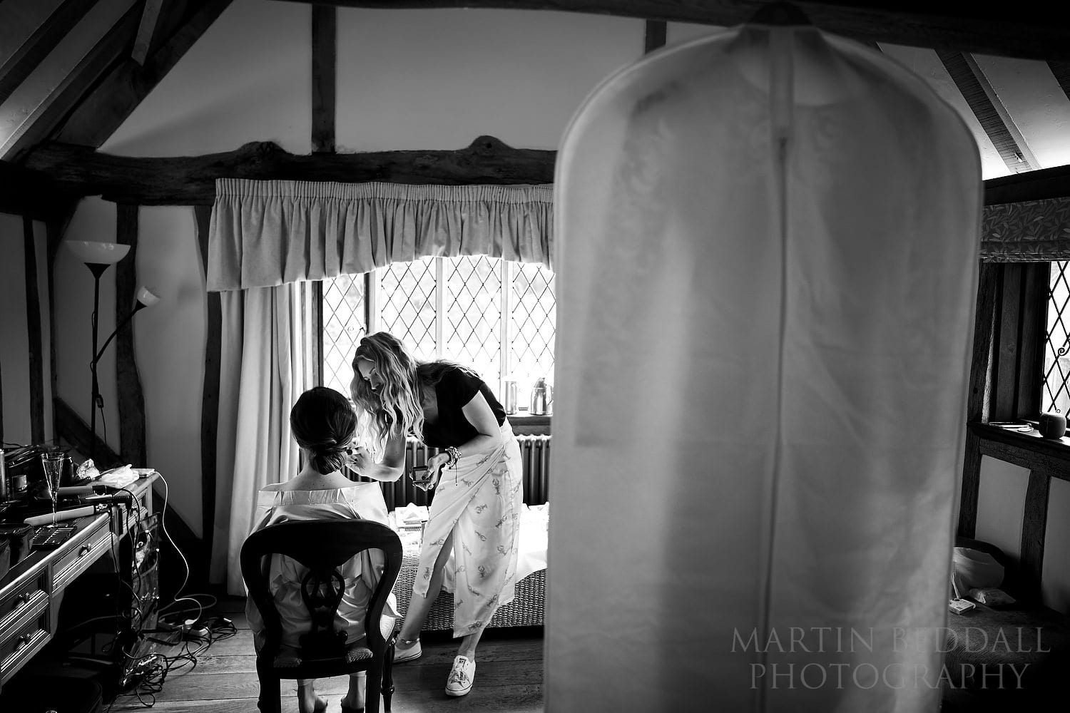 Bride getting ready at Cain Manor