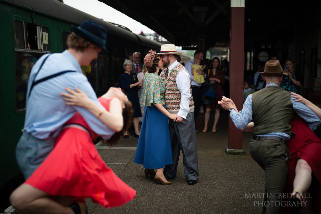Wedding dance on Sheffield Parl railway station platform