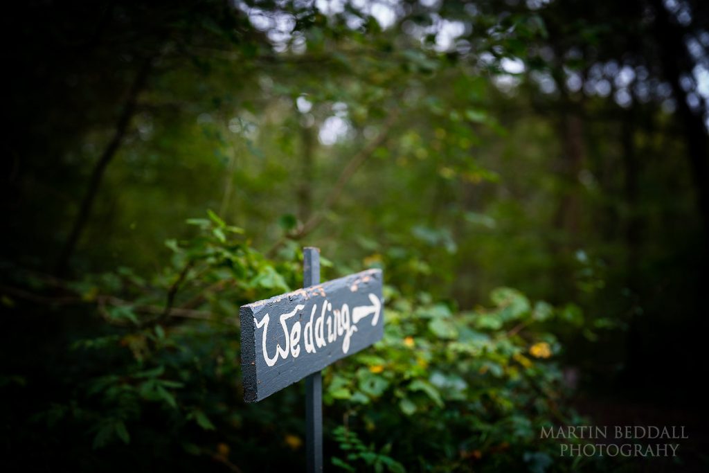 Wedding sign at Two Woods estate in Sussex