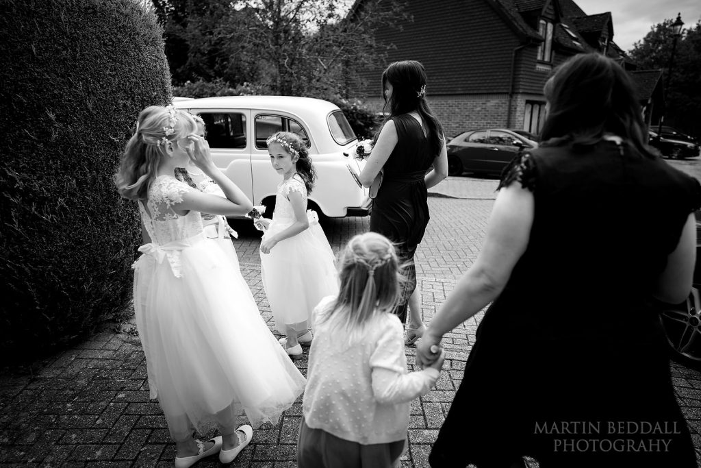 Bridesmaids head to the Horsham wedding