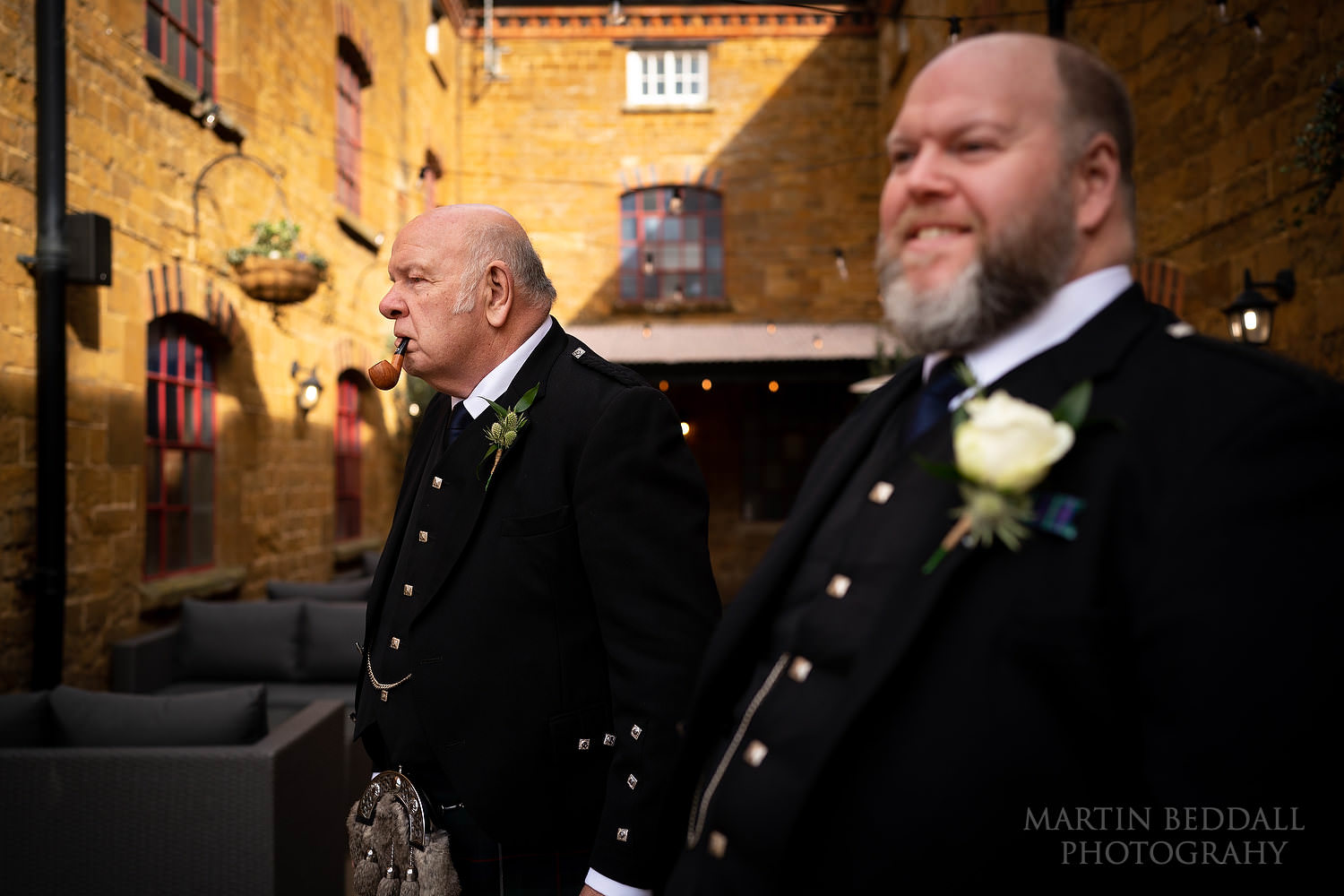 Groom and his father at Hook Norton Brewery wedding