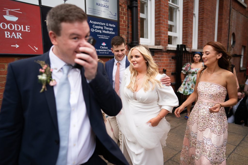 Leaving the reception at Stanley's restaurant