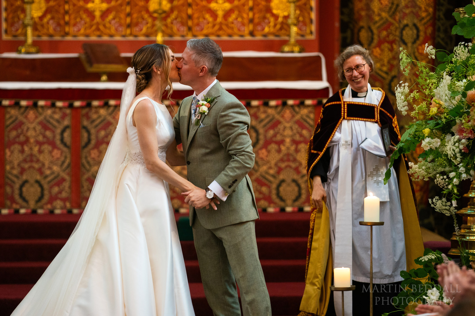 Cambridge University wedding kiss