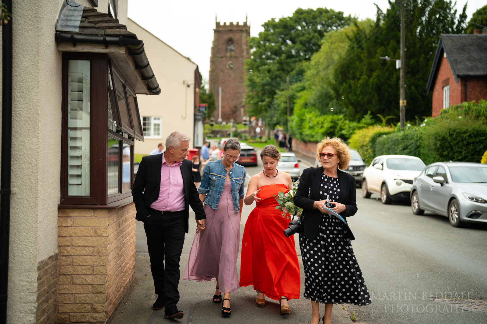 Cheswardine wedding walking to the reception