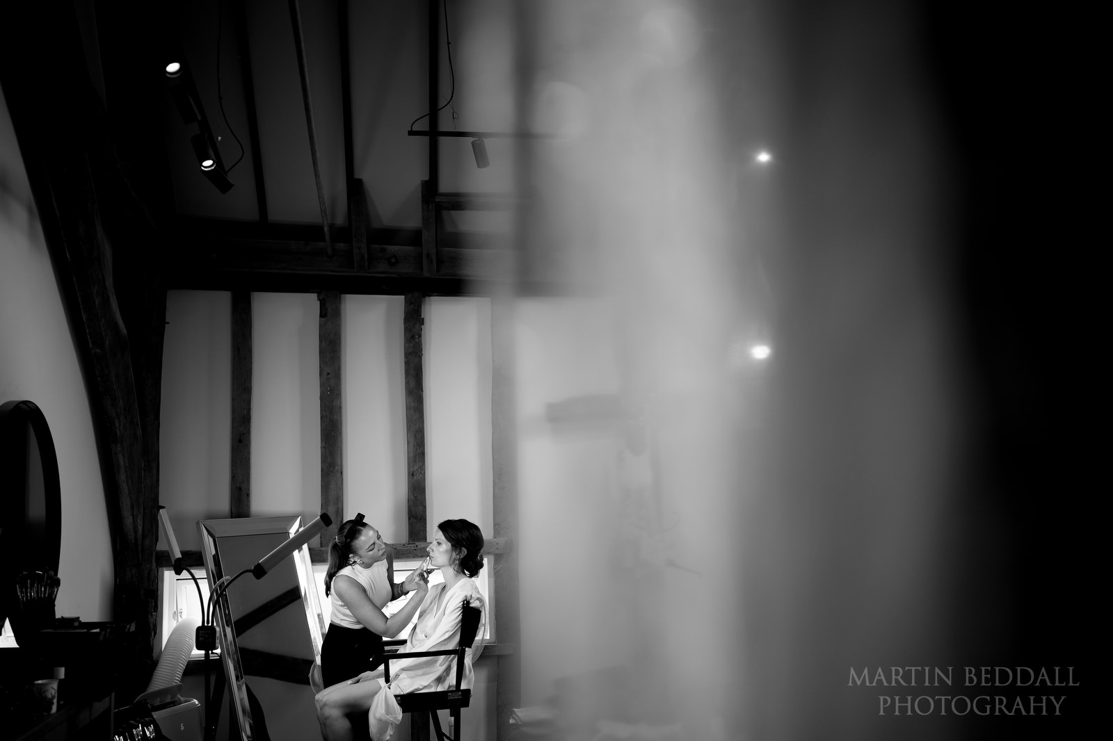 Bride getting ready at Easton Grange wedding