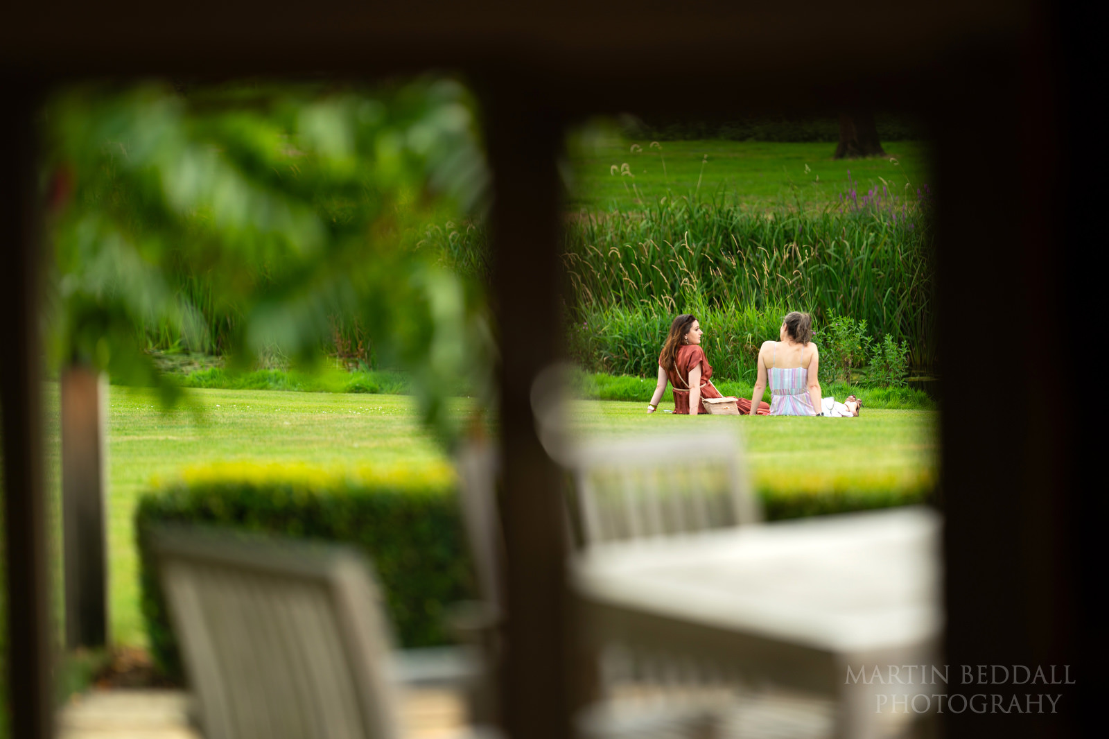 Wedding guests chilling at Easton Grange wedding