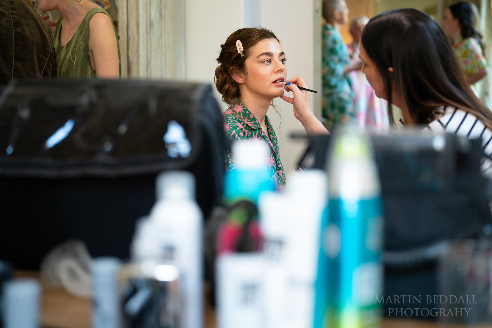 Bride getting ready at Ryde House in Petowrth, West Sussex