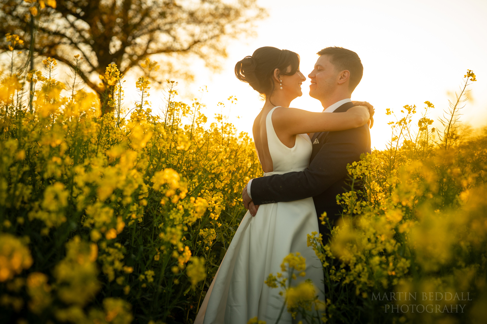 Sunset couple portrait at Llantilio House wedding
