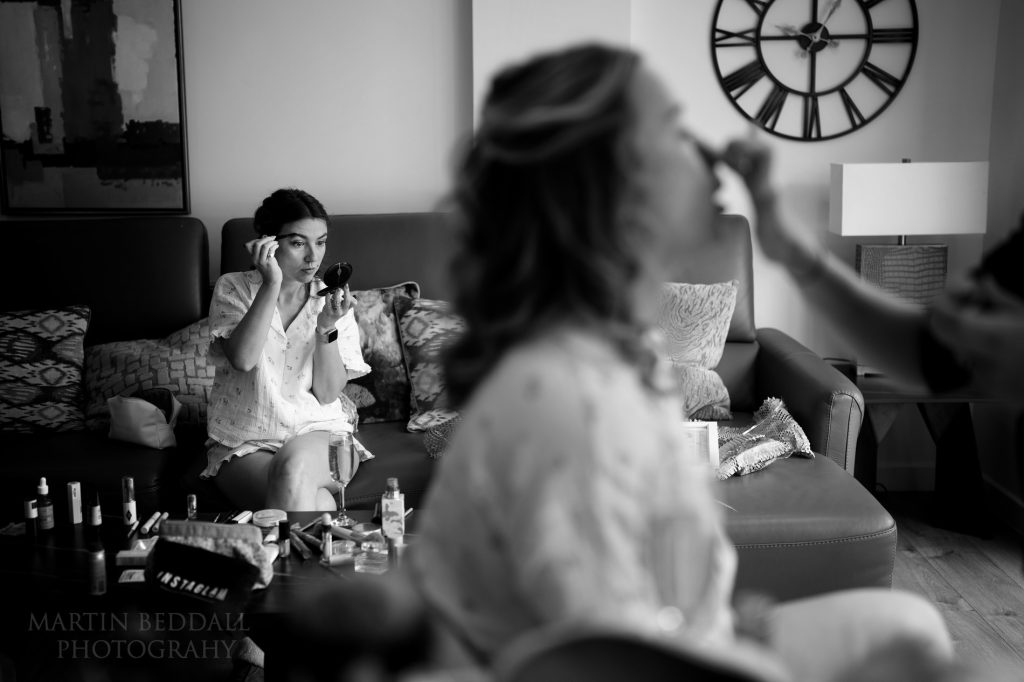 Bridesmaids getting ready