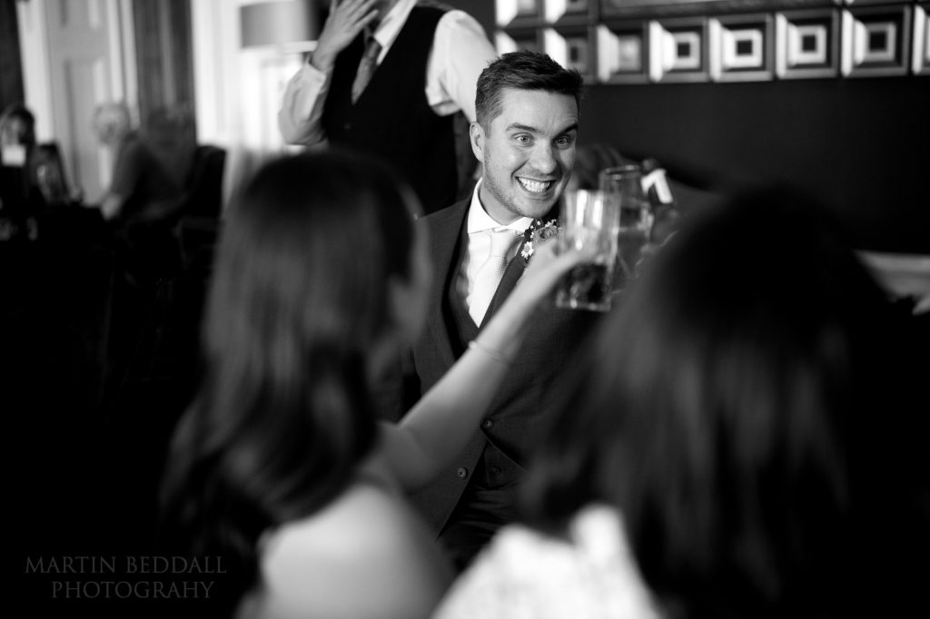 Groom has pre-wedding drinks in the Grand hotel