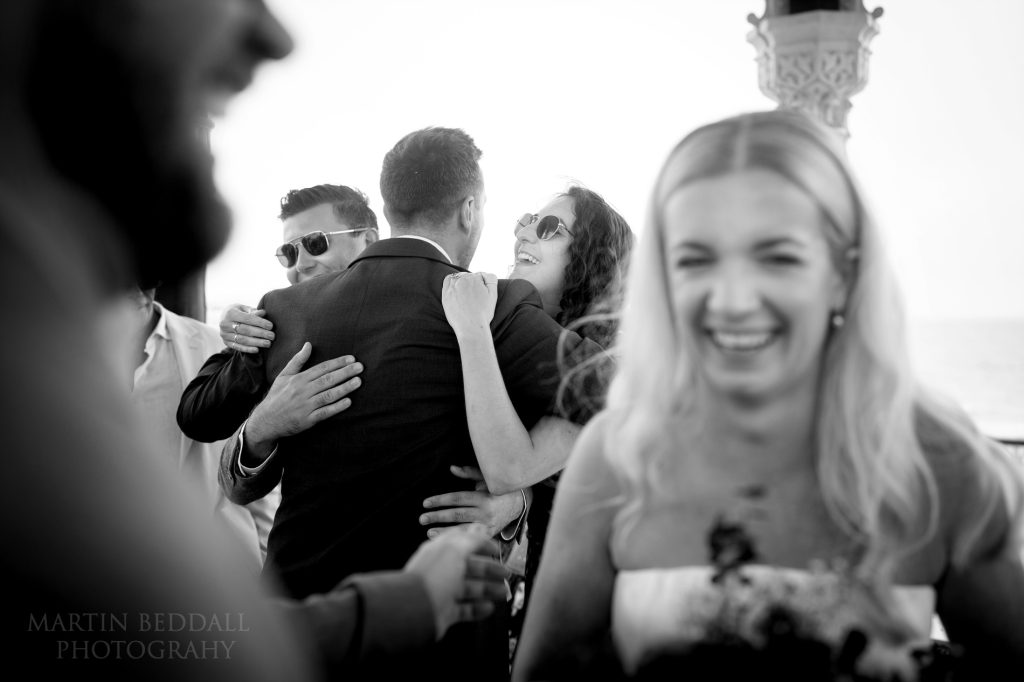 Hugs for the groom