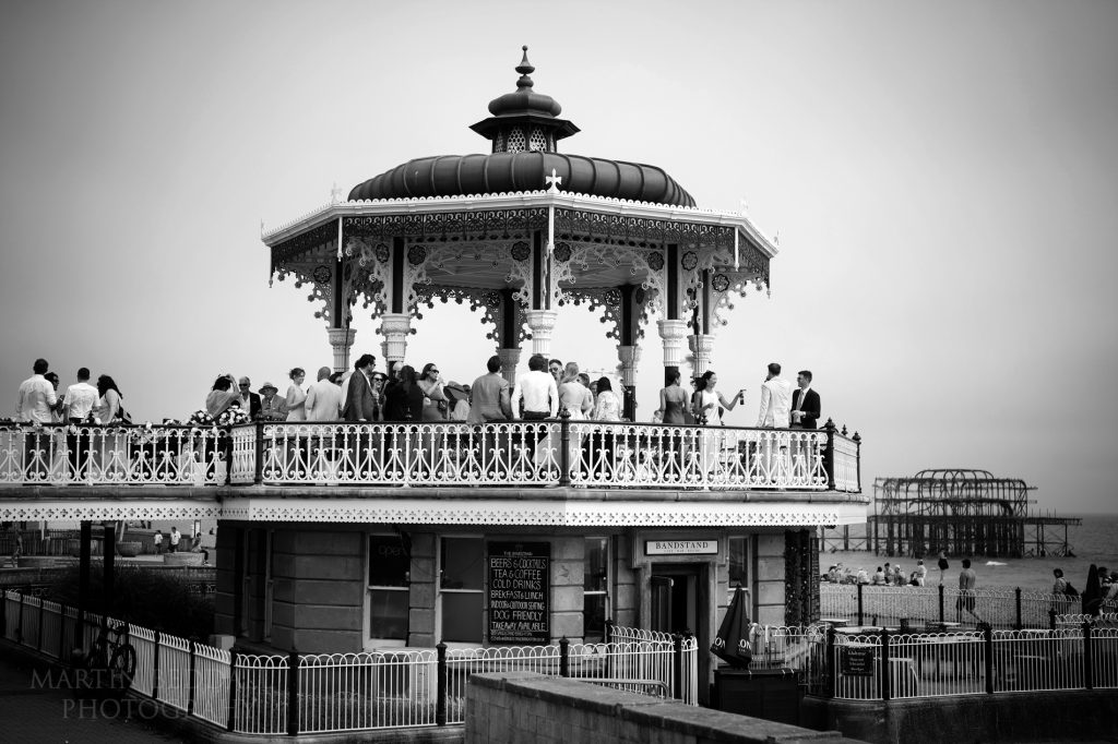 Bandstand wedding drinks reception