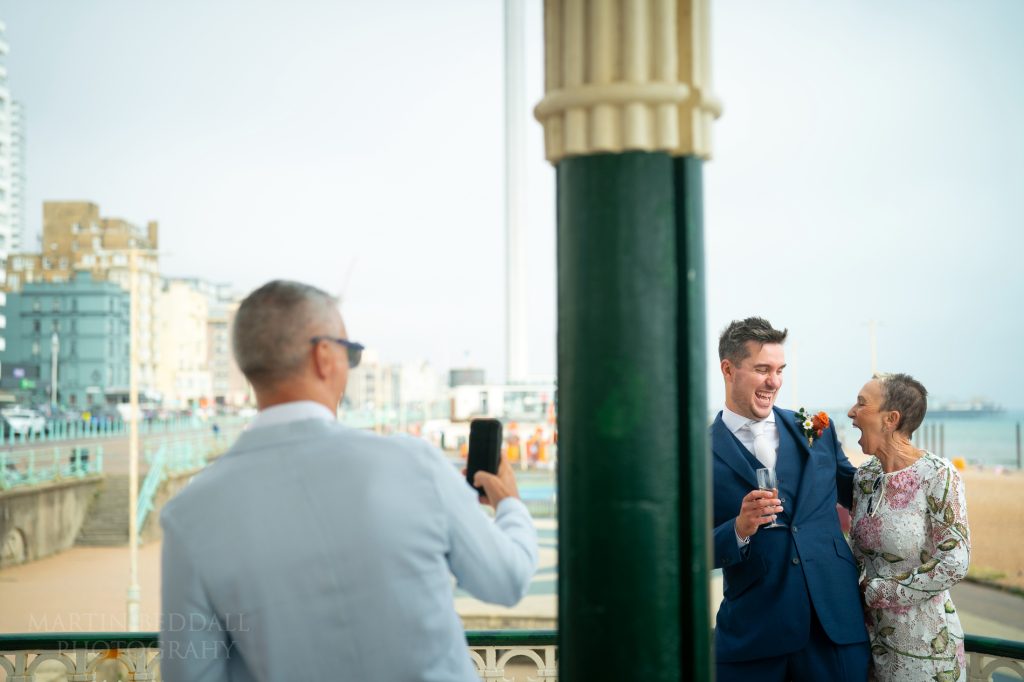 Laughing groom