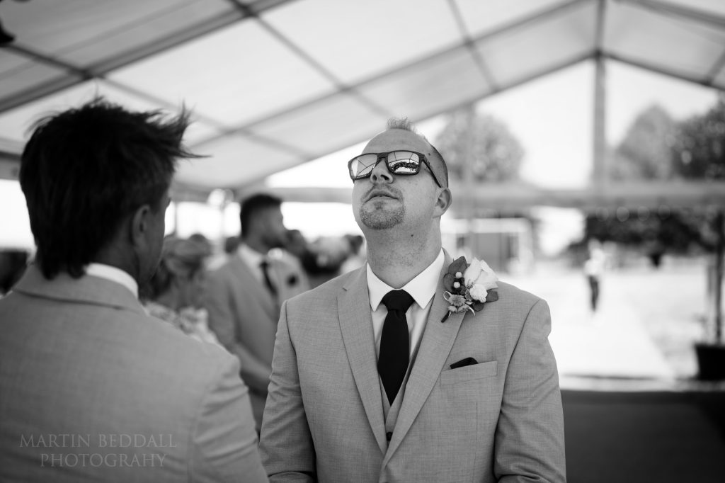Groom waits for the ceremony to start