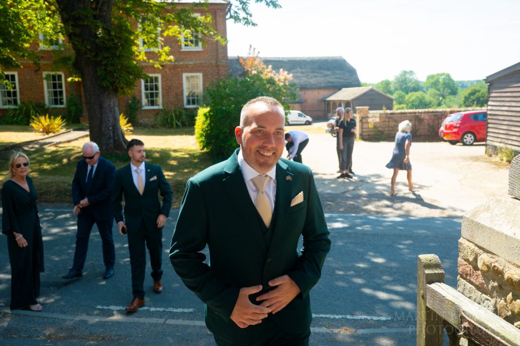 Groom arrives at the church