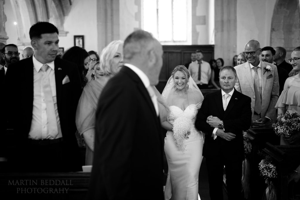Bride walks down the aisle